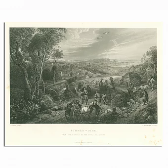 Антикварная гравюра "Летнее время". Дополнительное изображение