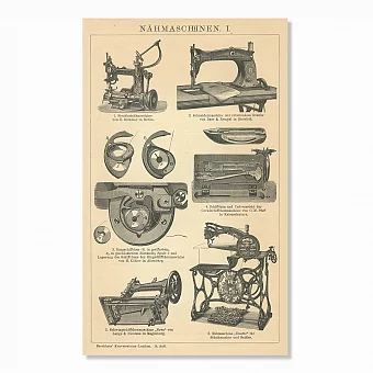 Редкая гравюра "Швейные машины I". Дополнительное изображение