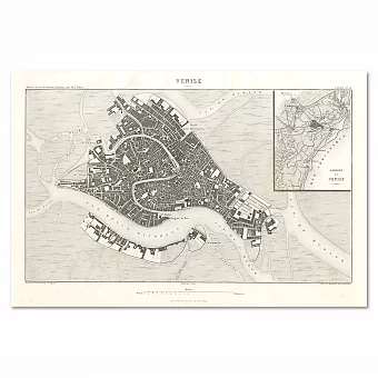 Антикварный План Венеции с лагуной - оригинальный вип подарок. Дополнительное изображение