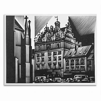 Оригинальная линогравюра "Вильнюс". Дополнительное изображение