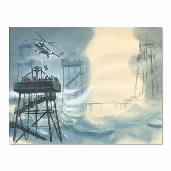 "Вертолет" - оригинальная акварель - вип подарок. Дополнительное изображение