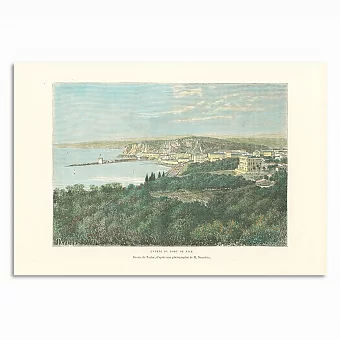 Антикварная гравюра "Порт Ниццы". Дополнительное изображение