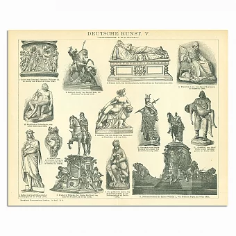 Антикварная гравюра "Немецкое искусство". Дополнительное изображение