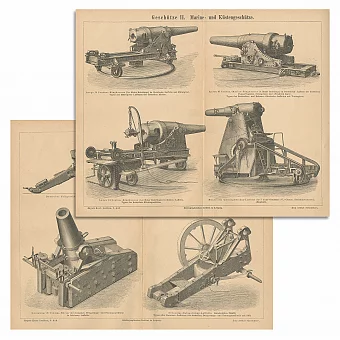 Редкие антикварные гравюры "Полевые и морские орудия". Дополнительное изображение