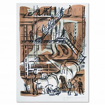 "Сургутская ГРЭС" - советская автолитография - оригинал. Дополнительное изображение