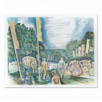 "Велоспорт" - оригинальная литография СССР. Дополнительное изображение