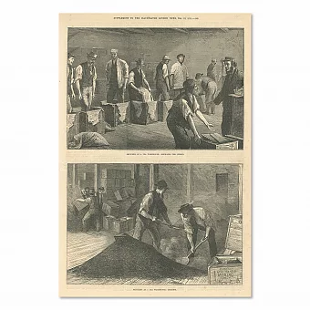 "Зарисовки на чайном складе" - антикварная гравюра. Дополнительное изображение