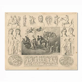 Антикварная гравюра "Высшие олимпийские боги". Дополнительное изображение