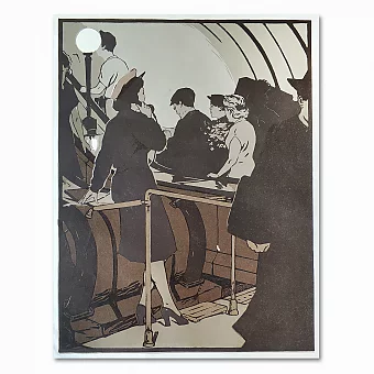 Оригинальная линогравюра "Московский вечер". Дополнительное изображение