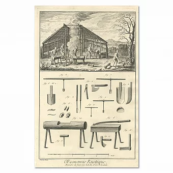 "Изготовление деревянных сабо" - редкая гравюра - антикварный экземпляр. Дополнительное изображение