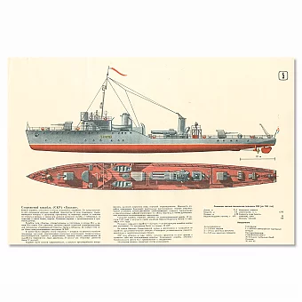 Сторожевой корабль "Ураган" - советский плакат - оригинал. Дополнительное изображение