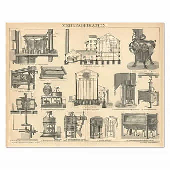 Антикварная гравюра "Производство муки". Дополнительное изображение