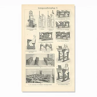 Старинные гравюры "Школьное здравоохранение". Дополнительное изображение