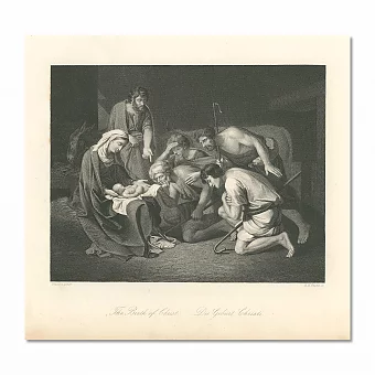 "Рождество" - редкая антикварная гравюра - оригинальный подарок. Дополнительное изображение