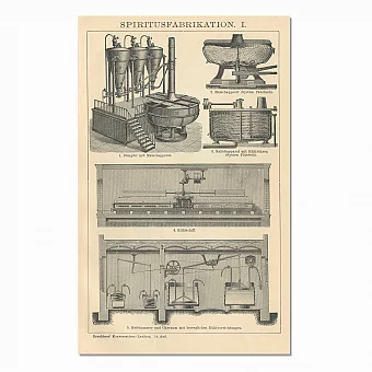 Антикварная гравюра "Изготовление спиртных напитков". Дополнительное изображение