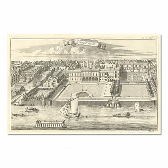 "Сомерсет-хаус в Лондоне" - антикварная гравюра. Дополнительное изображение