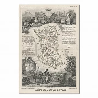 Старинная Карта "Департамент Дё-Севр, Франция". Дополнительное изображение