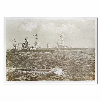 Редкая литография "Выход в море" - оригинал СССР. Дополнительное изображение