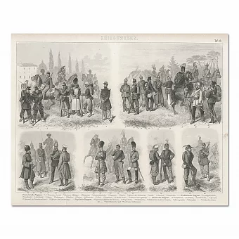 "Армейское обмундирование" - старинная гравюра. Дополнительное изображение