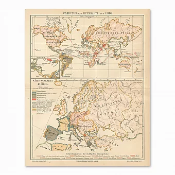 Антикварная Денежно-валютная карта мира. Дополнительное изображение