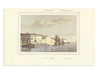 Оригинальная гравюра "Набережная Санкт-Петербурга". Дополнительное изображение