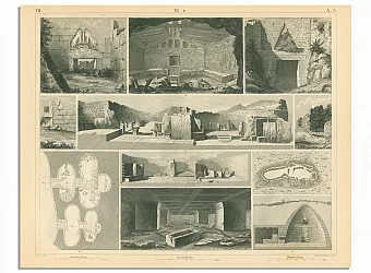 Антикварная гравюра "Развалины античных храмов Греции". Дополнительное изображение