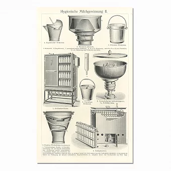 Старинная гравюра "Стерилизация молока". Дополнительное изображение