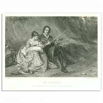 Антикварная гравюра "Путники". Дополнительное изображение