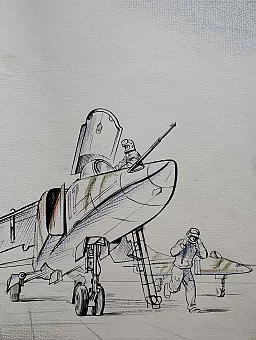 Оригинальный рисунок "Современный истребитель",  худ. Андреев Н.И.. Дополнительное изображение