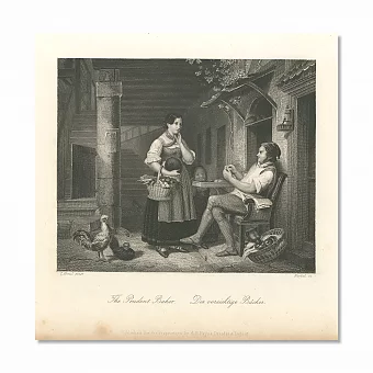 "Благоразумный пекарь" - антикварная гравюра. Дополнительное изображение