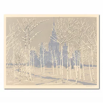 Советская линогравюра "МГУ на Ленинских горах" - вип подарок. Дополнительное изображение