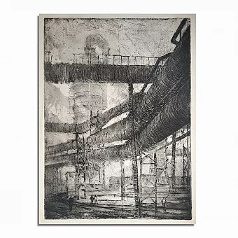 Оригинальный офорт "Завод". Дополнительное изображение