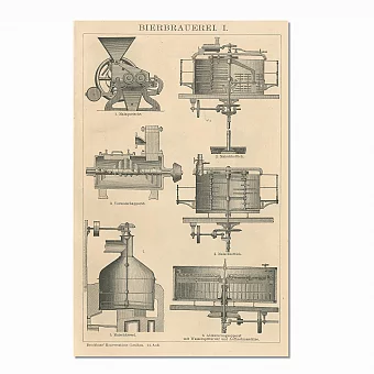 Антикварная гравюра "Пивоварение". Дополнительное изображение