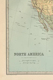 Политическая Карта Северной Америки - антикварный оригинал. Дополнительное изображение