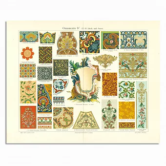Антикварная хромолитография "Орнаменты. Барокко. Европа и Азия". Дополнительное изображение