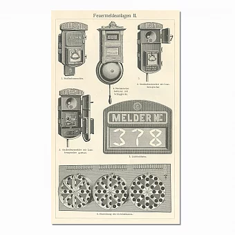 Антикварная гравюра "Системы пожарной сигнализации". Дополнительное изображение