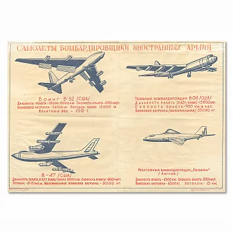 Редкий плакат "Самолеты бомбардировщики иностранных армий". Дополнительное изображение