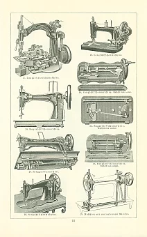 Антикварная гравюра "Швейные машины". Дополнительное изображение