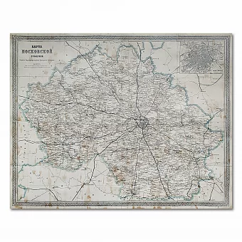 Редкая карта Московской губернии - антикварный подарок. Дополнительное изображение