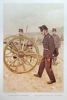 Антикварная литография. Полевой артиллерист-наводчик. Дополнительное изображение