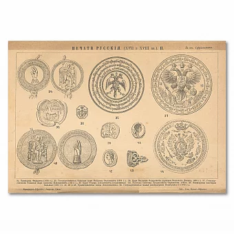 "Русские печати XVII- XVIII веков" - редкая антикварная литография. Дополнительное изображение