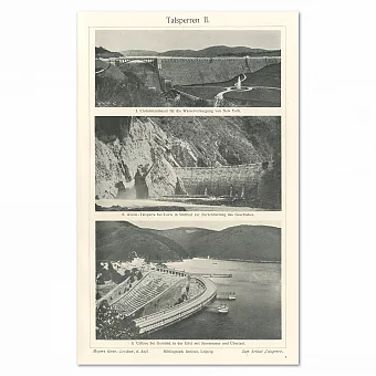 "Плотины" - оригинальная антикварная иллюстрация. Дополнительное изображение