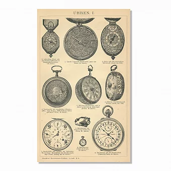 Антикварная гравюра "Карманные часы". Дополнительное изображение