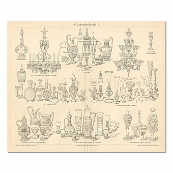 "Художественное стекло" - редкая антикварная гравюра. Дополнительное изображение