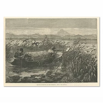 Антикварная гравюра "Охота на водоплавающих птиц". Дополнительное изображение