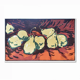 Оригинальная линогравюра "Груши". Дополнительное изображение