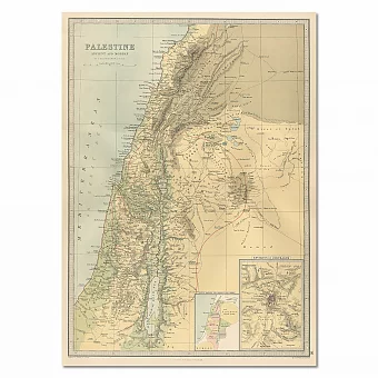 Антикварная физическая карта Палестины. Дополнительное изображение