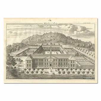 "Морден Колледж в Лондоне" - антикварная гравюра. Дополнительное изображение