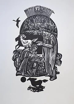 Оригинальная ксилография "На поле Куликовом". Дополнительное изображение