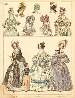 Антикварная гравюра "Прогулочные платья". Дополнительное изображение